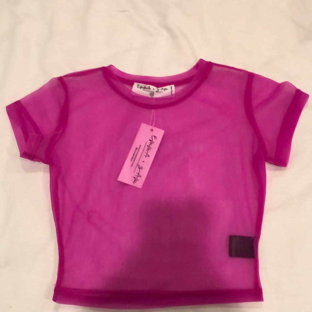 lf brand new pink mesh crop top